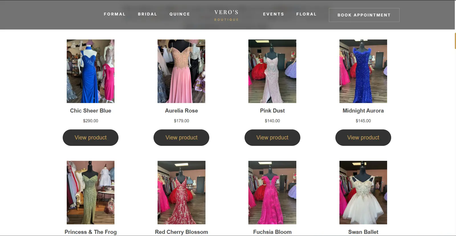 Veros Boutique Product Inventory